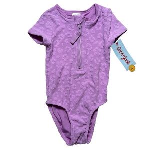 Cat & Jack Purple Leopard Print Bathingsuit SZ 18 Months